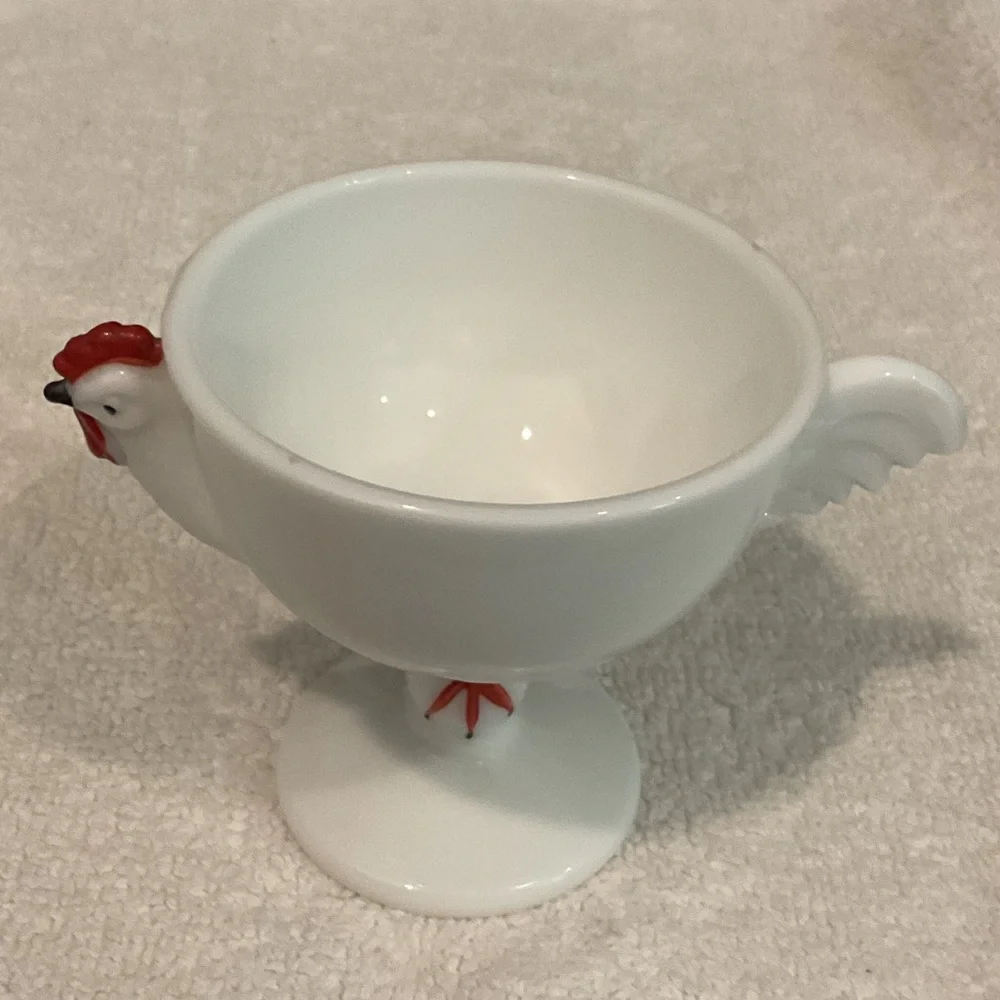 White Ceramic Chicken Design Bowls